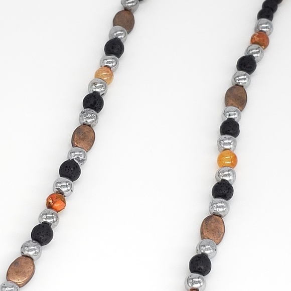 Boho 💥 Druzy, Lava, Jasper, Copper Bead Necklace - Picture 7 of 11